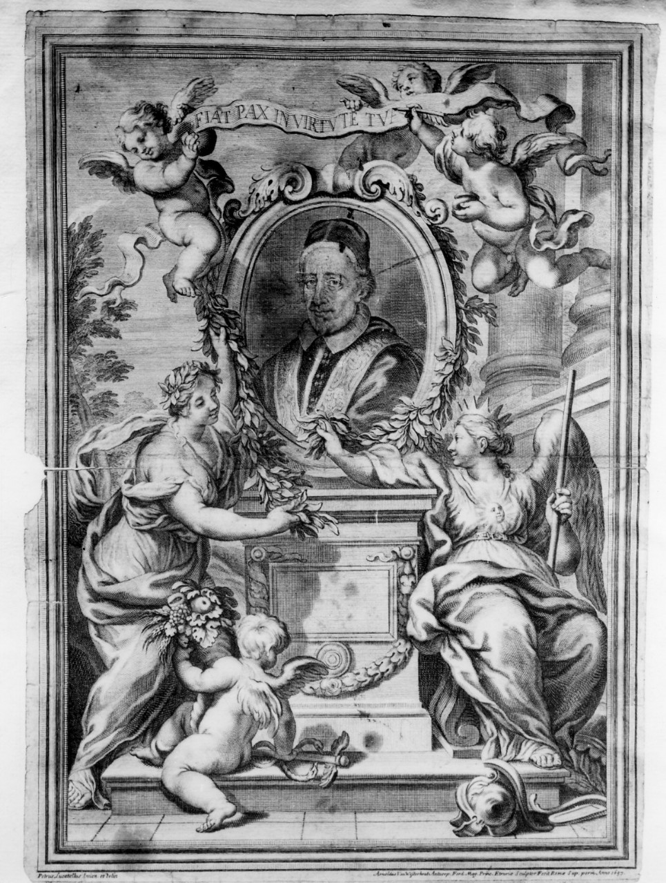 ritratto di papa Innocenxo XII (stampa) di Van Westerhout Arnold, Locatelli Pietro (fine sec. XVII)