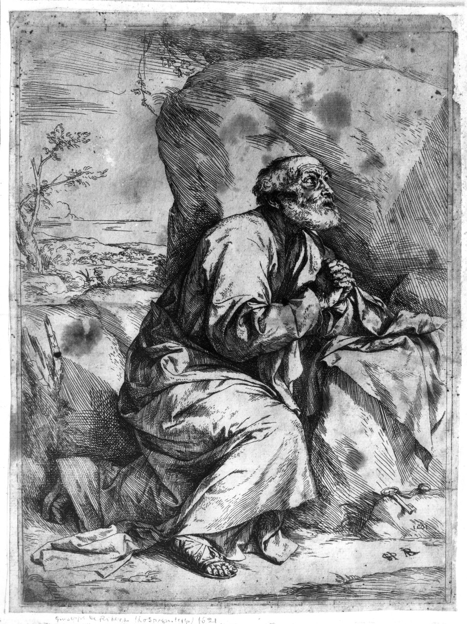 San Pietro (stampa) di De Ribera Jusepe detto Spagnoletto (primo quarto sec. XVII)