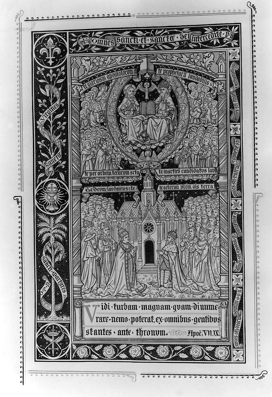 santi; allegoria della Chiesa (stampa) - ambito italiano (sec. XX)