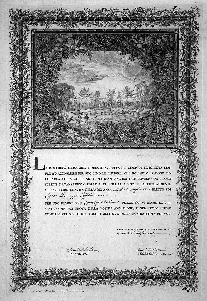 orto botanico di Firenze (stampa) di Frati Leonardo (sec. XVIII)