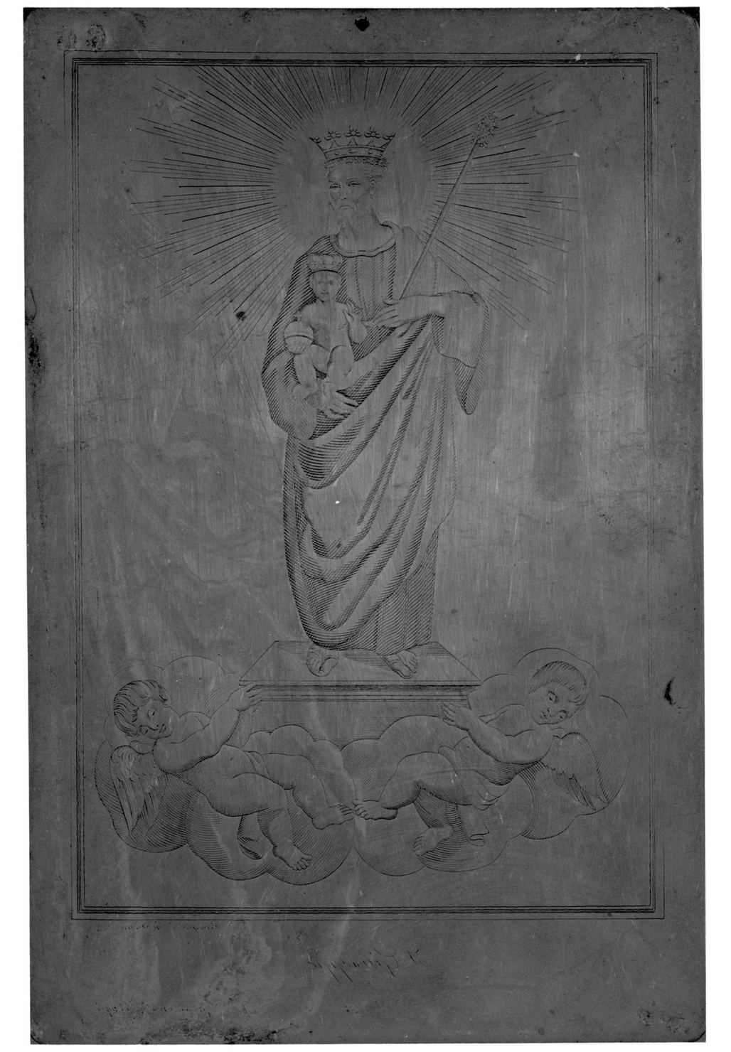 San Giuseppe e Gesù Bambino (matrice) di Arrighetti Domenico detto Cavedone (sec. XIX)