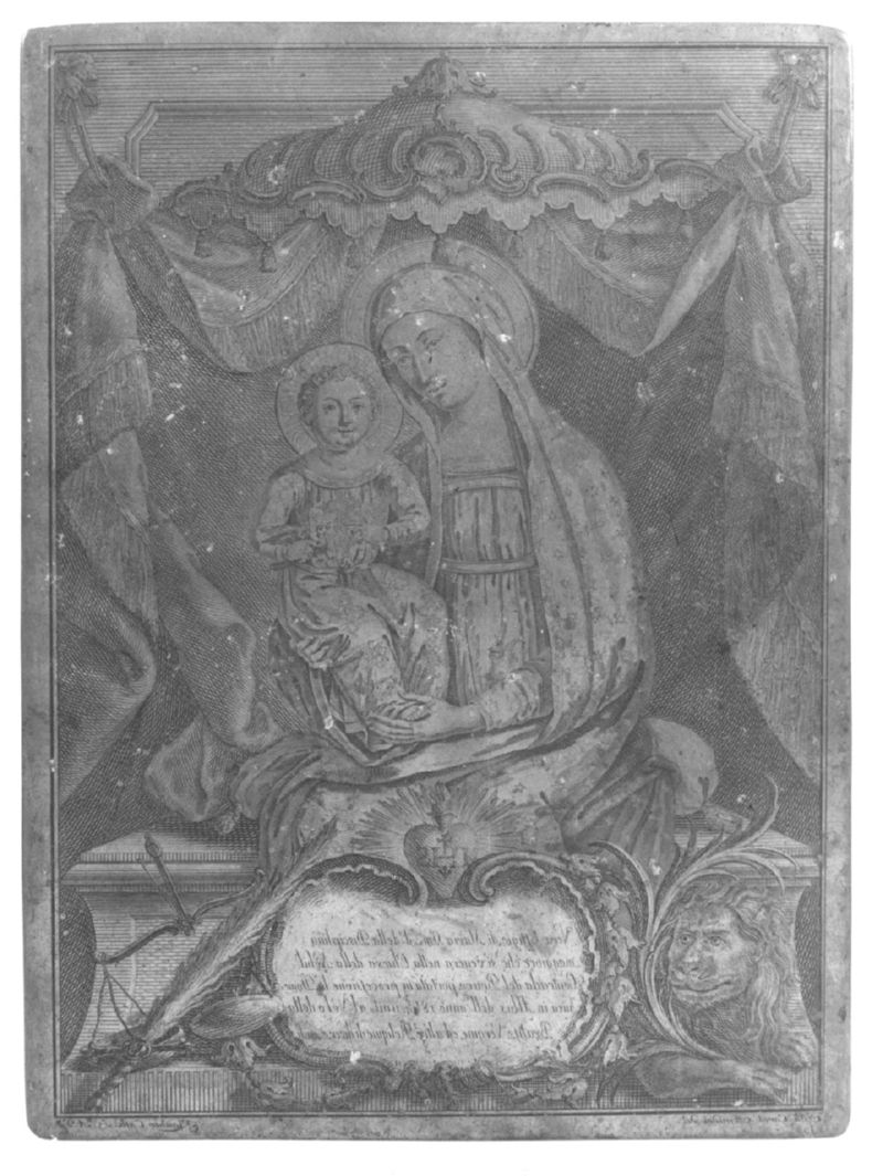 Madonna con Bambino in trono (matrice) di Amidei Carlo (sec. XIX)