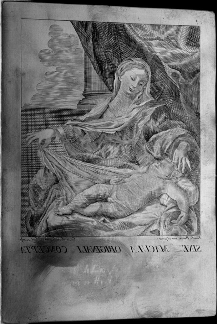 Madonna con Bambino dormiente (matrice) di De Alibrandis Gardi, Reni Guido (sec. XVIII)