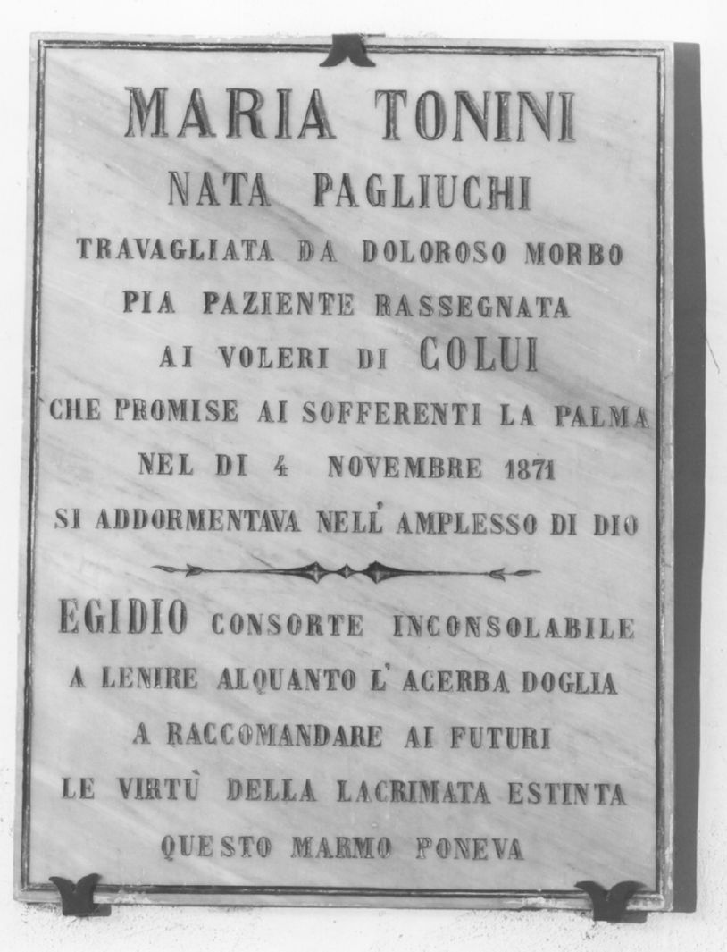 lapide commemorativa - bottega toscana (terzo quarto sec. XIX)