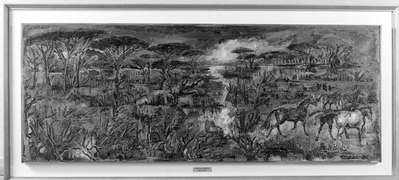 Crepuscolo maremmano, paesaggio (dipinto, opera isolata) di Parigi Lucio (sec. XX)