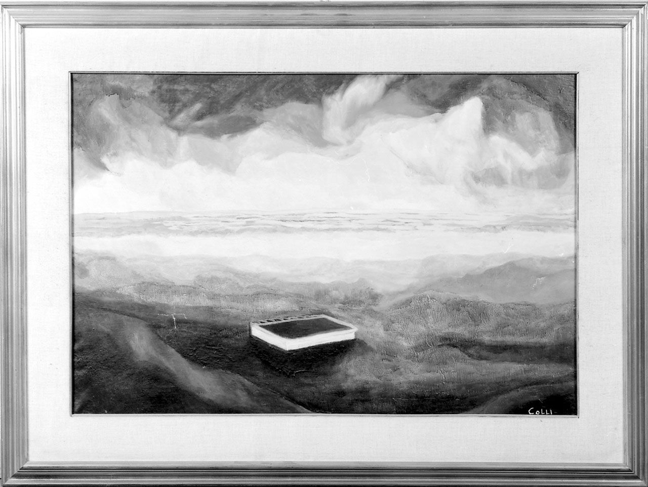 Paesaggio con libro, paesaggio (dipinto, opera isolata) di Colli Pier Luigi (sec. XX)