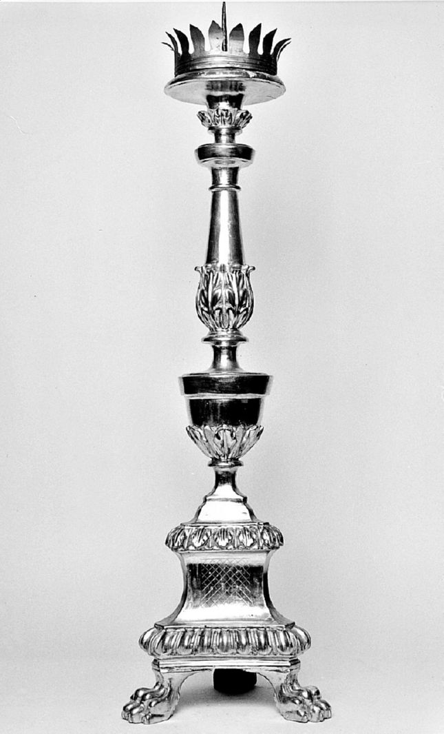 candeliere d'altare, serie - bottega toscana (sec. XIX)