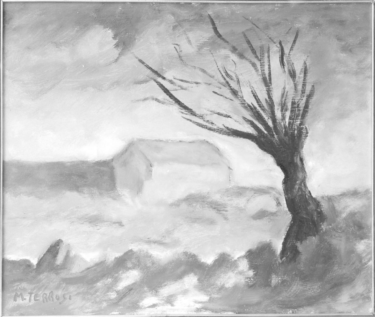 Padule - La Diaccia, paesaggio (dipinto, opera isolata) di Terrosi Mario (terzo quarto sec. XX)