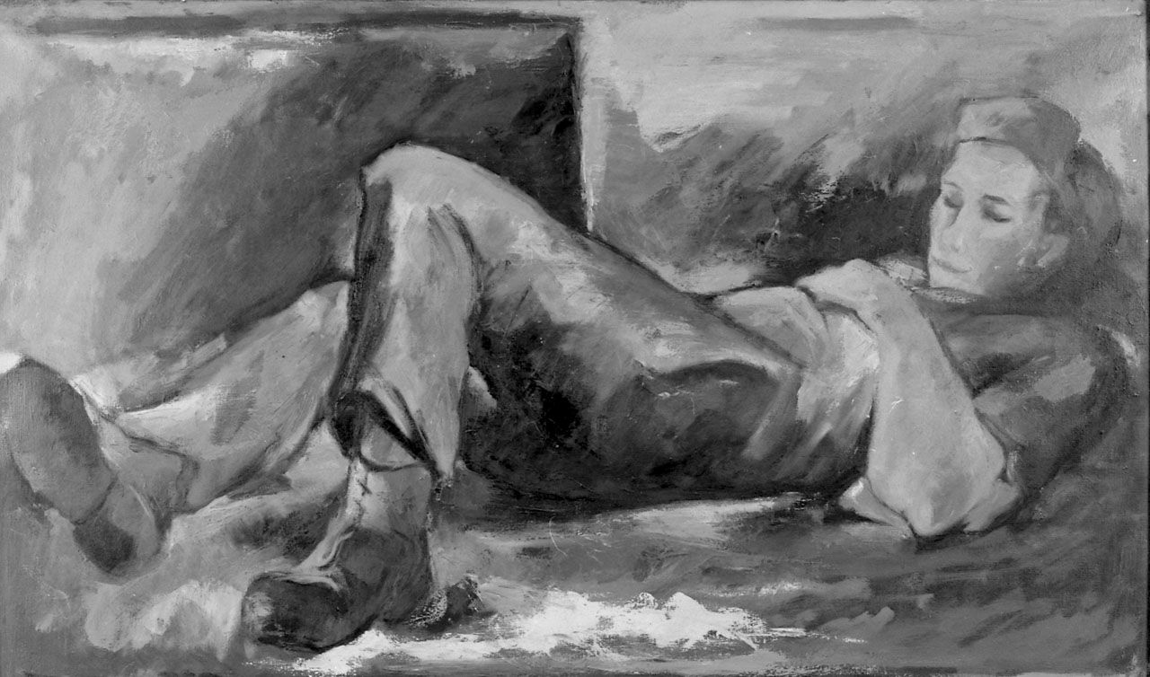 Riposo, figura maschile distesa (dipinto, opera isolata) di Rosignoli Nazareno (sec. XX)