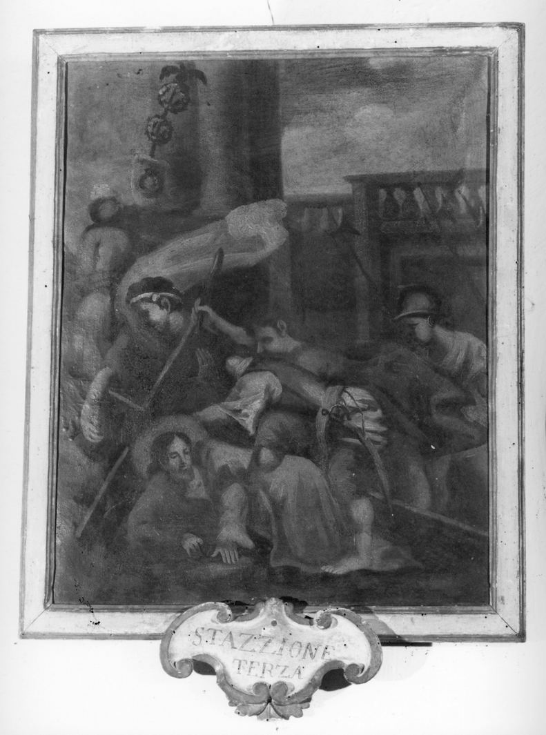 stazione III: Gesù cade sotto la croce la prima volta (dipinto, serie) - ambito toscano (prima metà sec. XVIII)