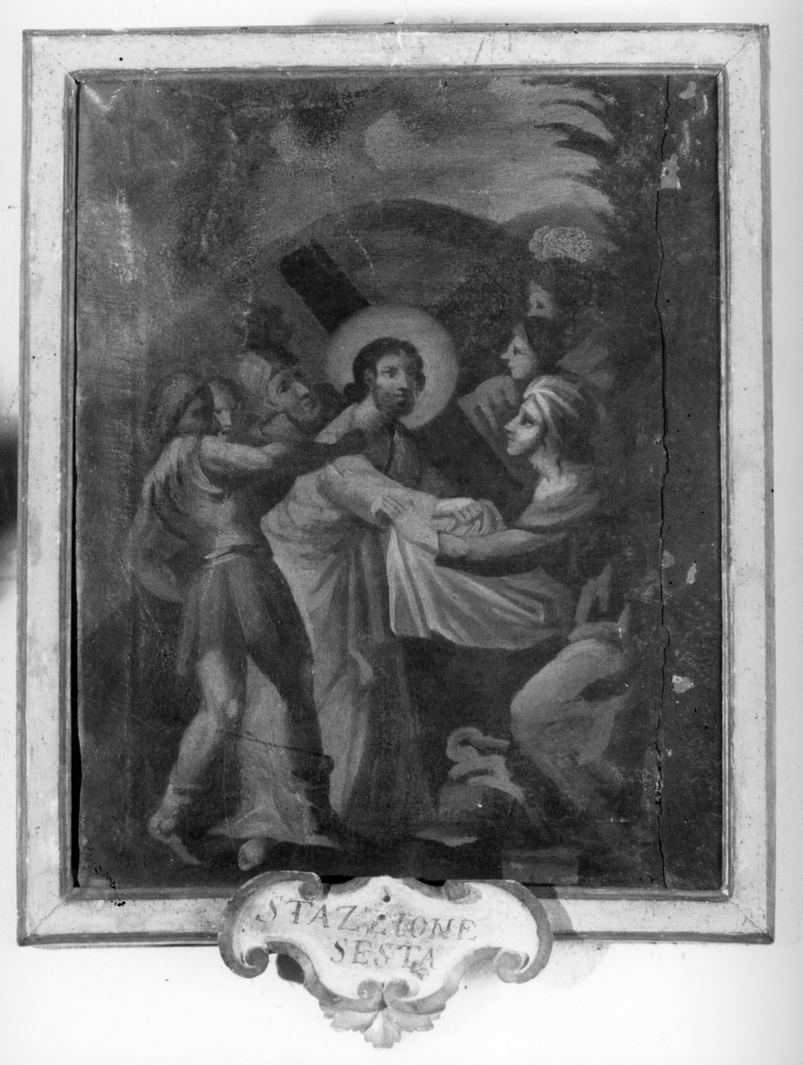 stazione VI: Gesù asciugato dalla Veronica (dipinto, serie) - ambito toscano (prima metà sec. XVIII)