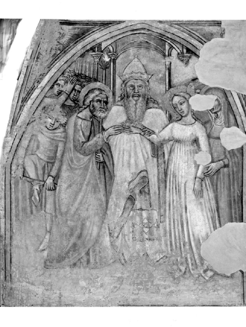 Sposalizio di Maria Vergine (dipinto, elemento d'insieme) di Cristoforo di Bindaccio detto Malarba, Meo di Pietro (sec. XIV)