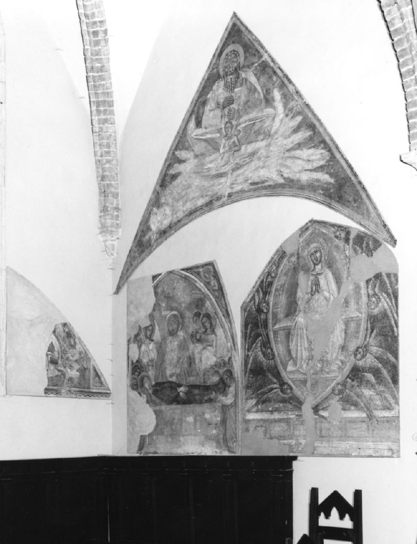 San Matteo e l'angelo (dipinto, elemento d'insieme) di Cristoforo di Bindaccio detto Malarba, Meo di Pietro (sec. XIV)