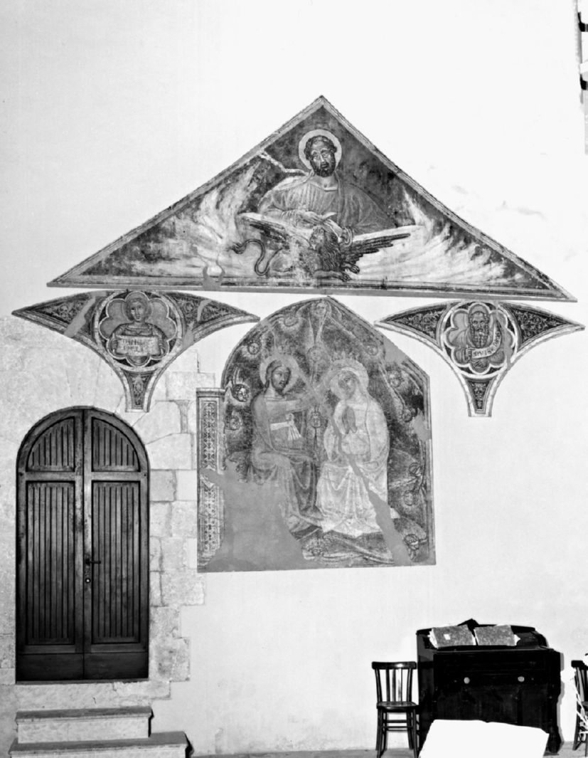 San Marco scrive il vangelo (dipinto, elemento d'insieme) di Cristoforo di Bindaccio detto Malarba, Meo di Pietro (sec. XIV)