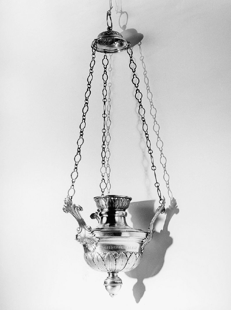 motivi decorativi vegetali stilizzati (lampada pensile, serie) di Gherardi Giuseppe (bottega) (seconda metà sec. XIX)