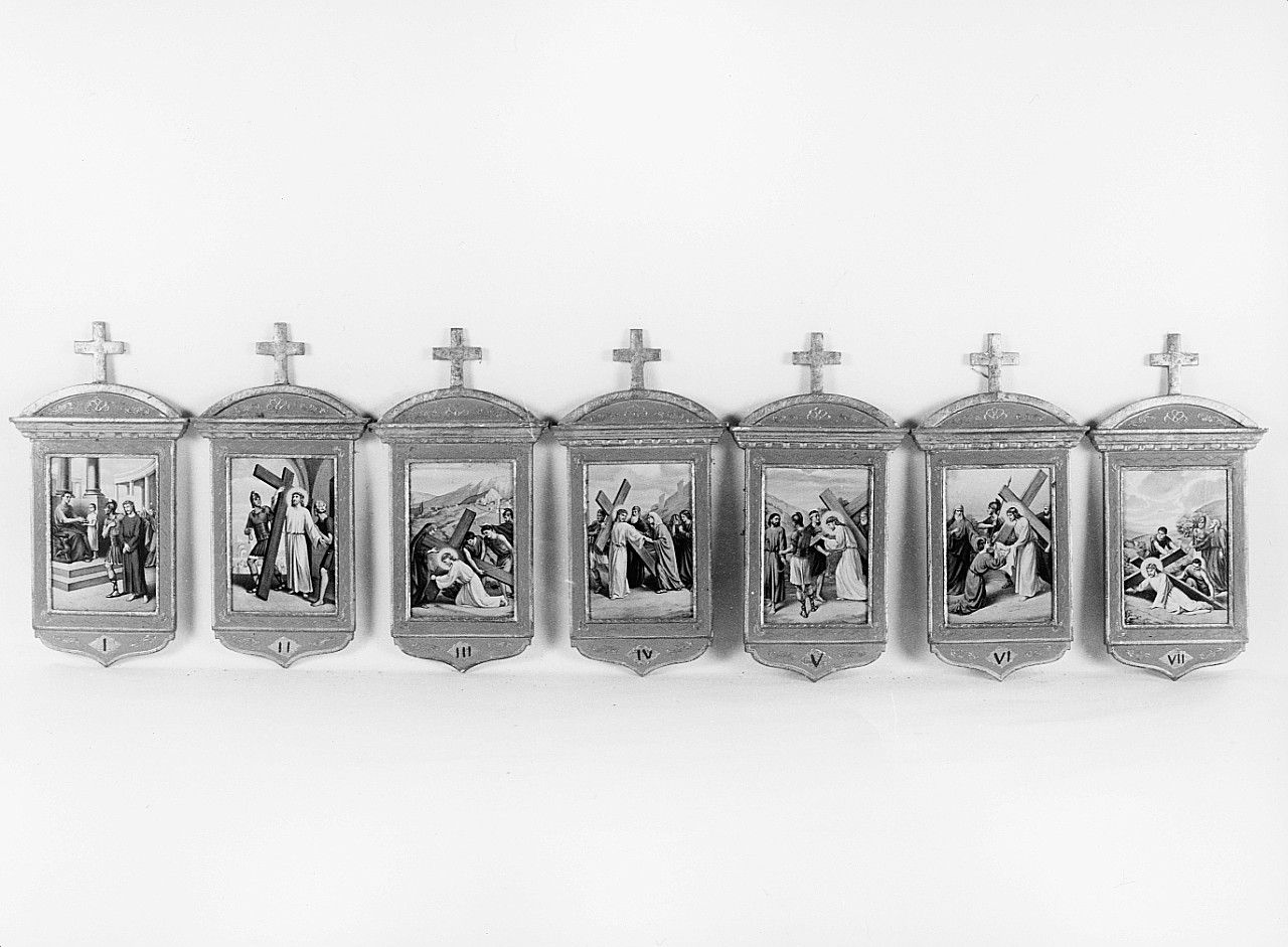 stazioni della via crucis (Via Crucis, serie) - bottega toscana (prima metà sec. XX)