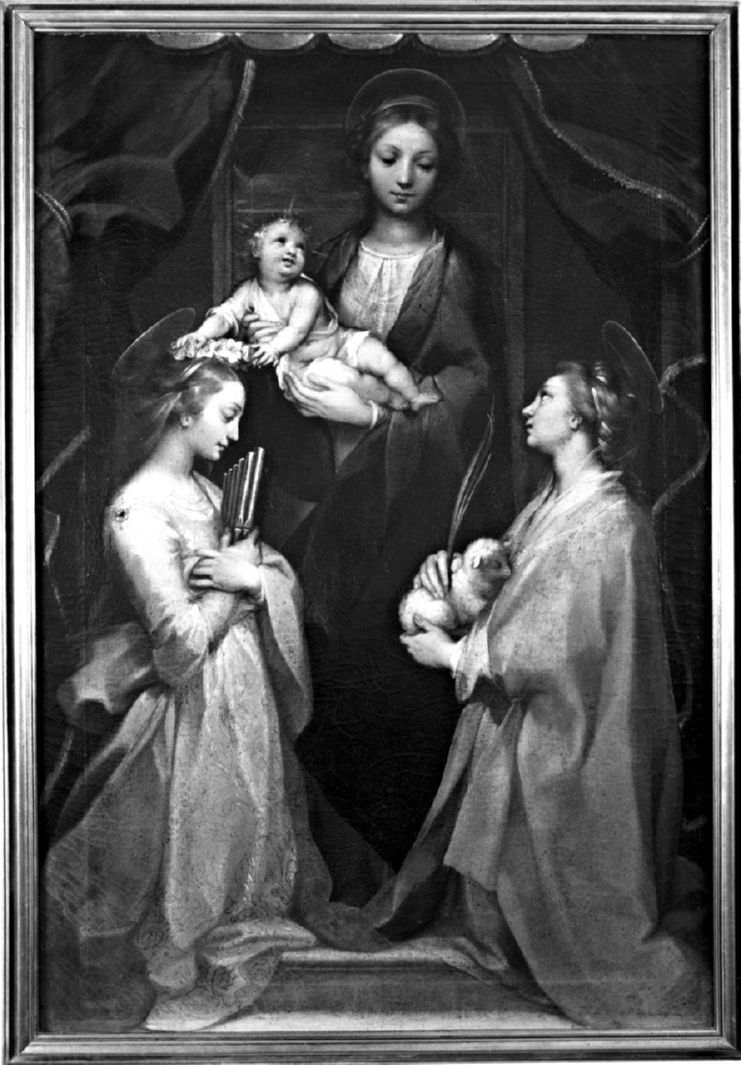Madonna con Bambino Santa Cecilia e Sant'Agnese (dipinto) di Vanni Francesco (inizio sec. XVII)
