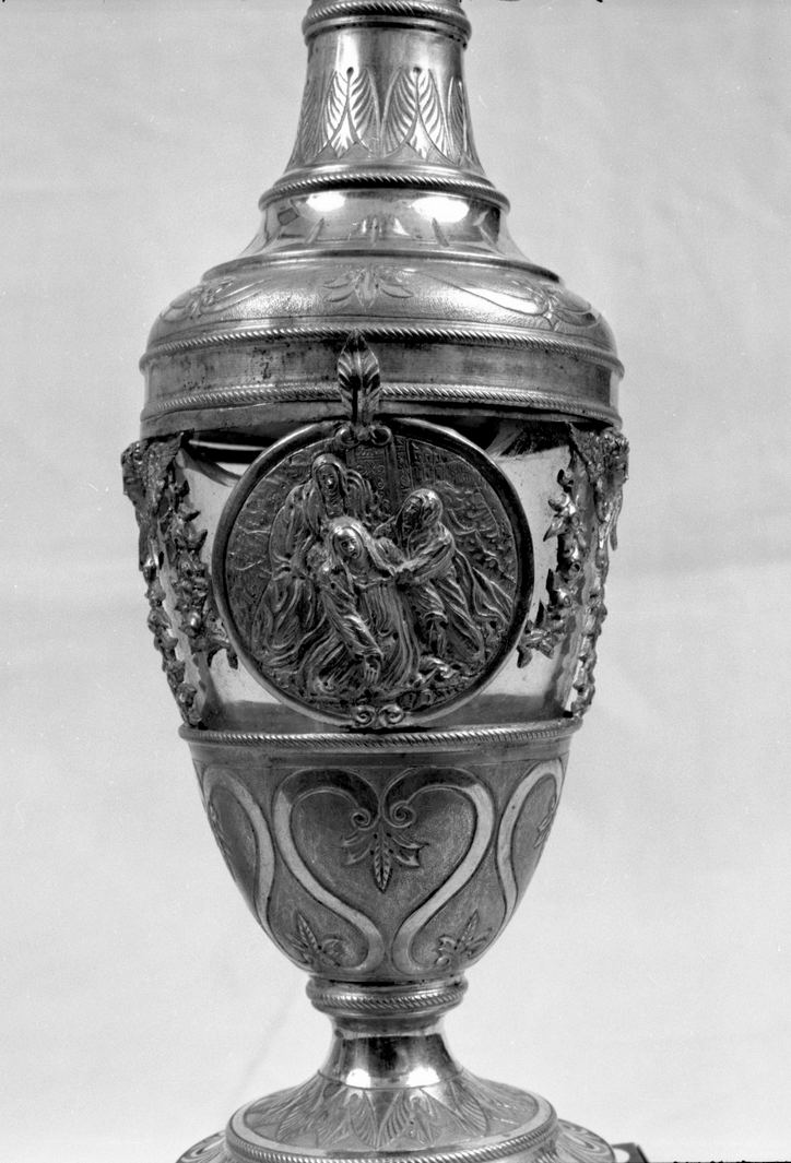 ampolliera, elemento d'insieme - bottega toscana (inizio sec. XX)