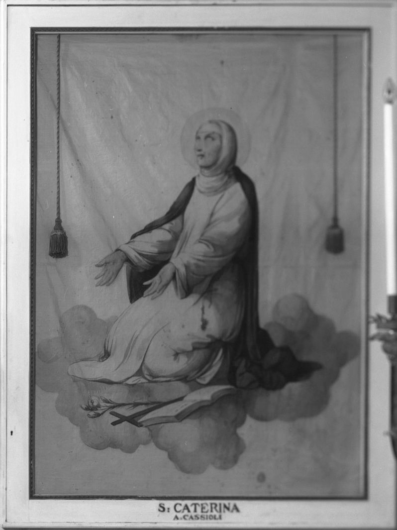 Santa Caterina da Siena (stendardo processionale) di Cassioli Amos (metà sec. XIX)