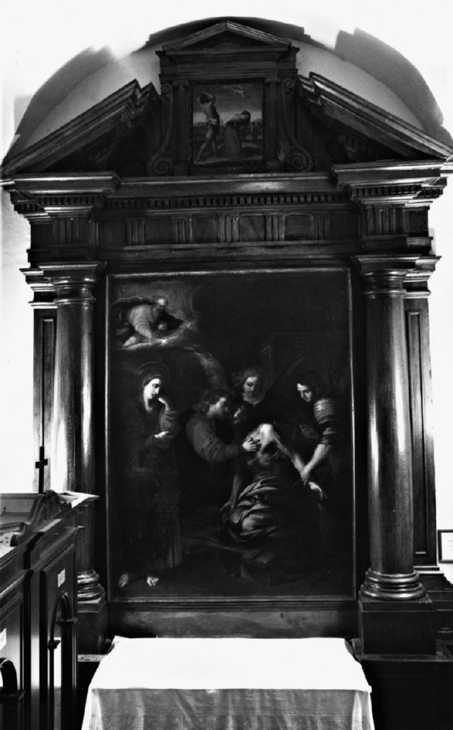 altare - a edicola, elemento d'insieme - ambito senese (secondo quarto sec. XVII)