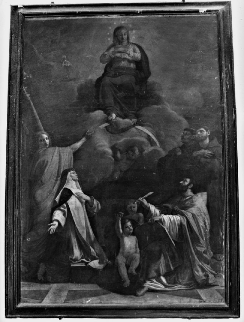 Immacolata Concezione e santi (dipinto) di Guerrini Francesco di Bartolomeo (inizio sec. XIX)