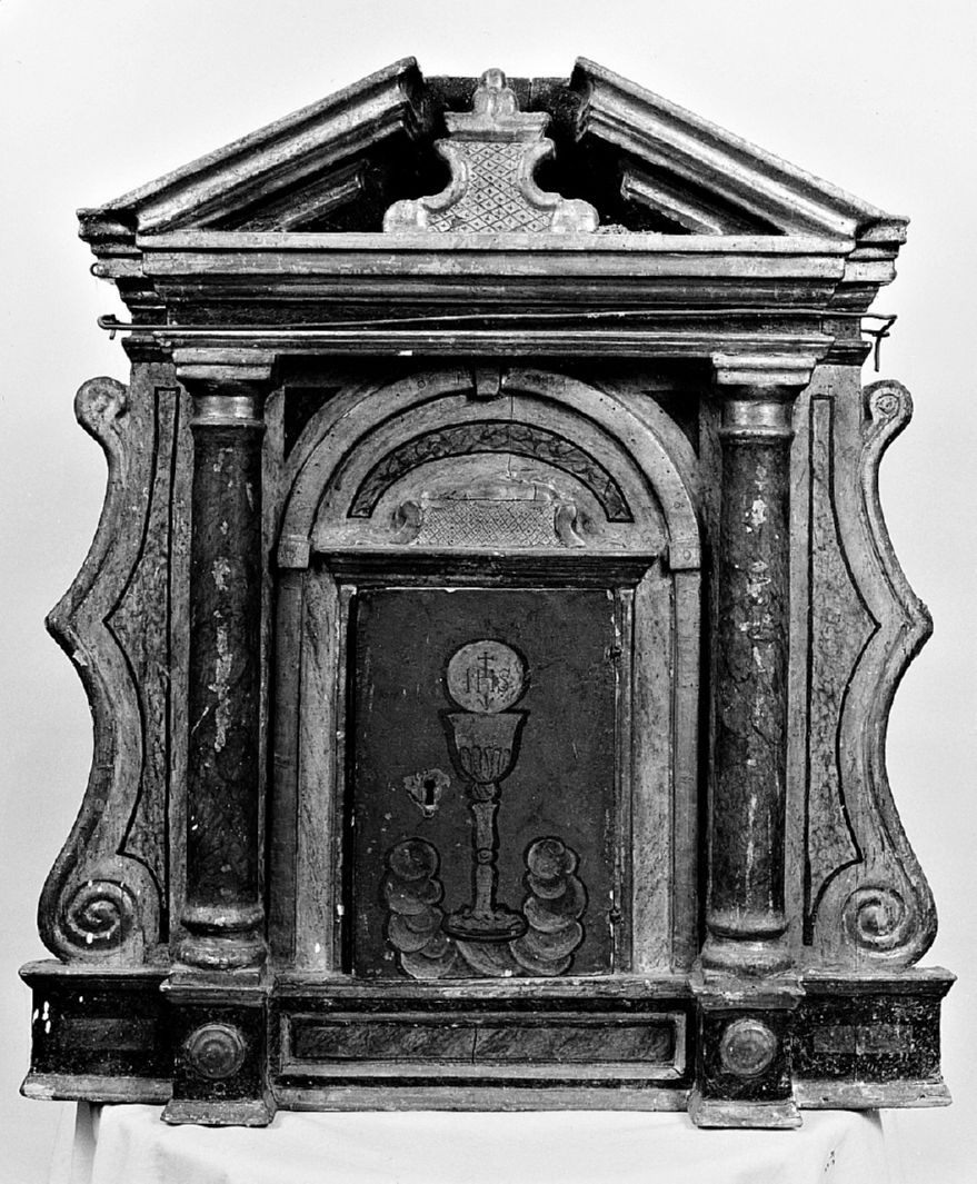 calice eucaristico (tabernacolo - a frontale architettonico) - bottega senese (prima metà sec. XIX)