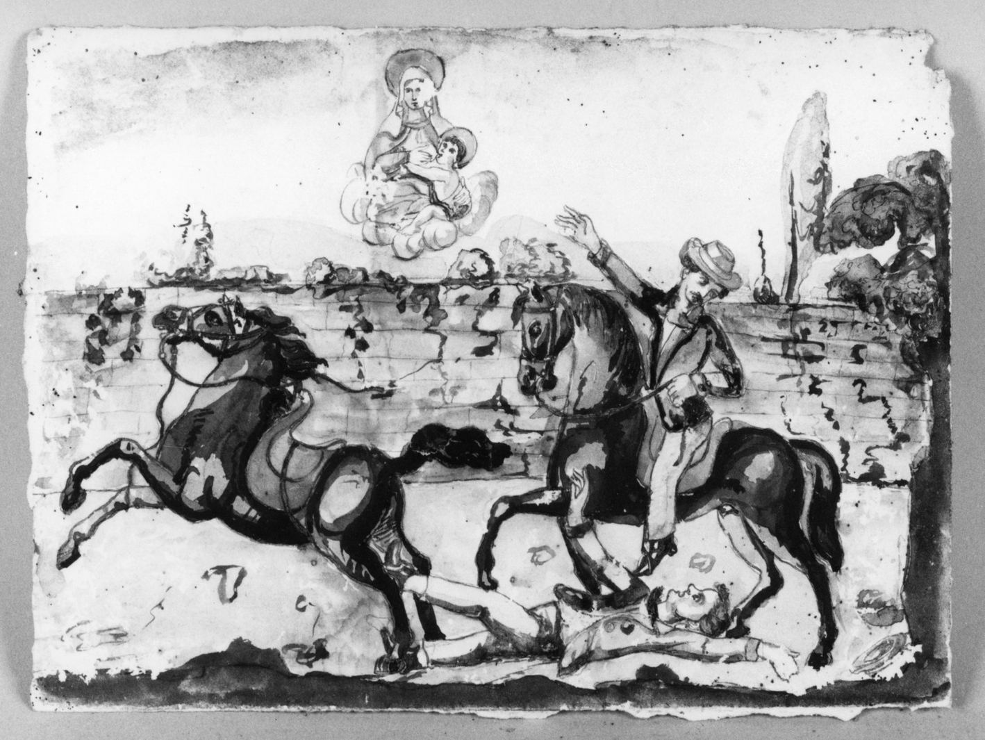 ricevimento di una grazia (ex voto) - ambito toscano (ultimo quarto sec. XIX)