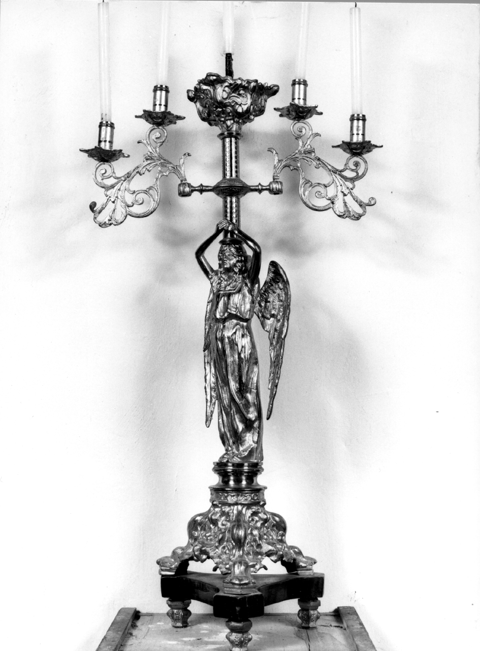 statuetta portacandelabro, serie - bottega toscana (fine/inizio secc. XIX/ XX)