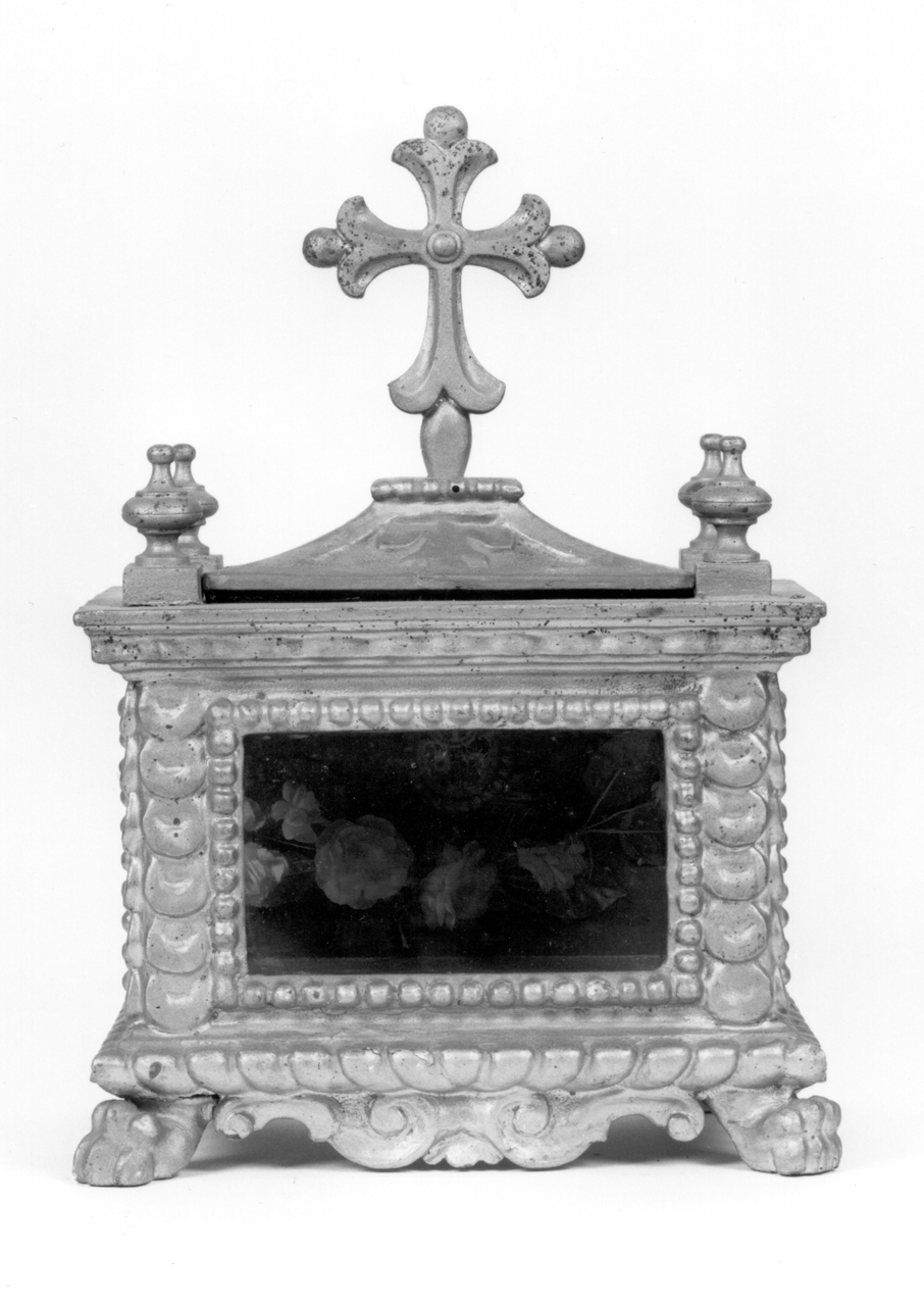 reliquiario a teca - a urna, serie - bottega senese (prima metà sec. XVII)