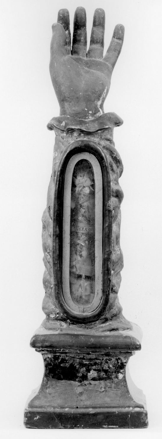 reliquiario antropomorfo - a braccio - bottega toscana (seconda metà sec. XVII)