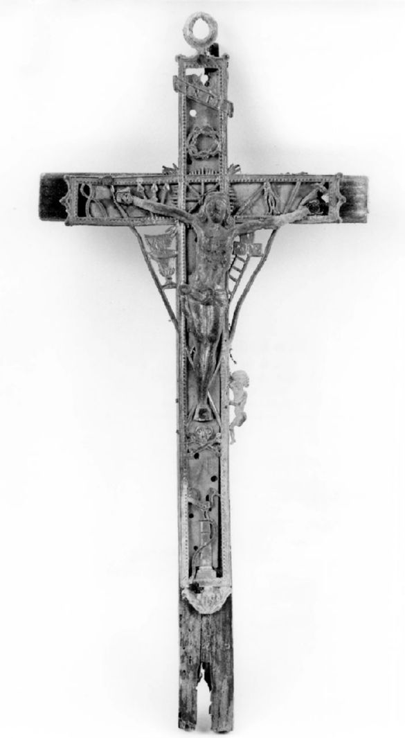 crocifissione di Cristo (croce penitenziale, serie) - produzione toscana (prima metà sec. XX)