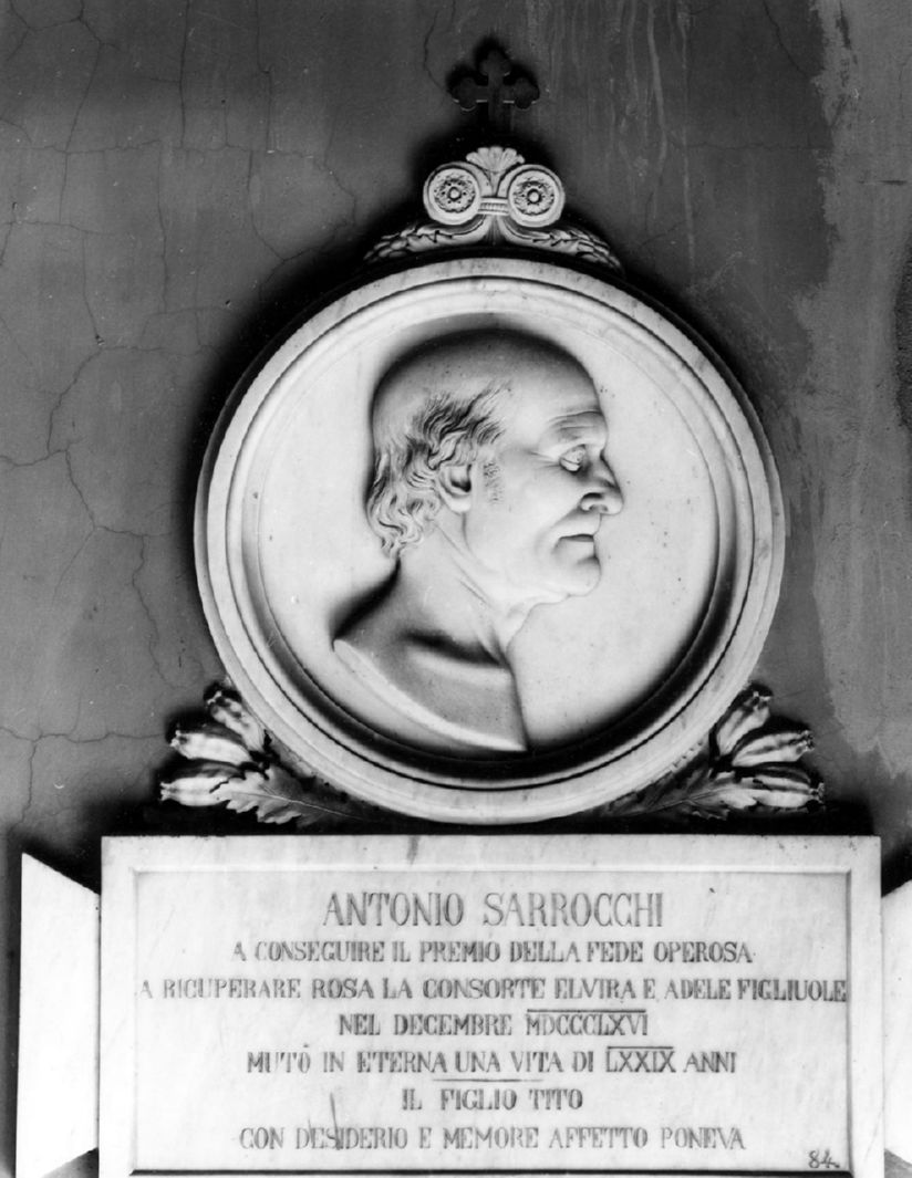 busto ritratto di Antonio Sarrocchi (monumento funebre) di Sarrocchi Tito (sec. XIX)