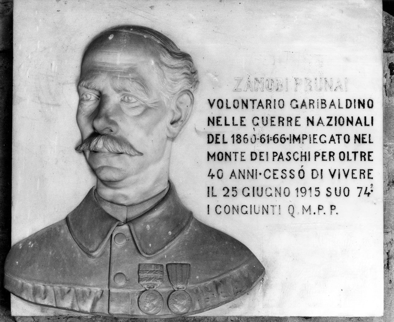 busto ritratto di Zanobi Prunai (lapide) di Prunai Arnoldo (sec. XX)