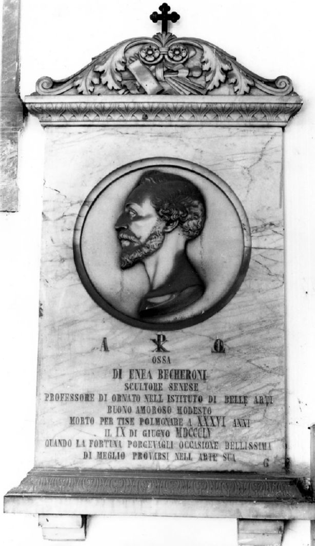 busto ritratto di Enea Becheroni (monumento funebre) di Sarrocchi Tito (sec. XIX)