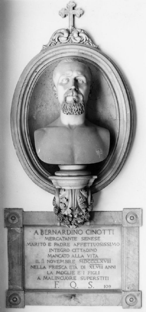 busto ritratto di Bernardino Cinotti (monumento funebre) di Sarrocchi Tito (sec. XIX)