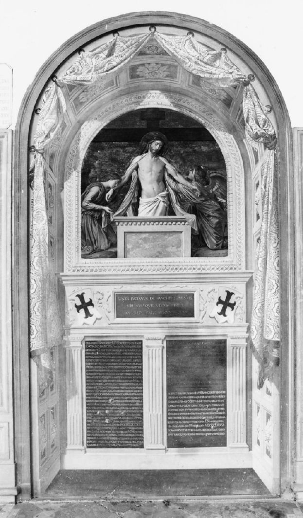 Cristo in pietà sorretto da angeli (monumento funebre) di Franchi Alessandro (sec. XIX)