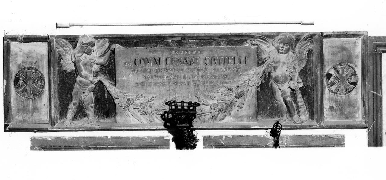 angioletti reggicartiglio (lapide) - ambito toscano (sec. XIX)