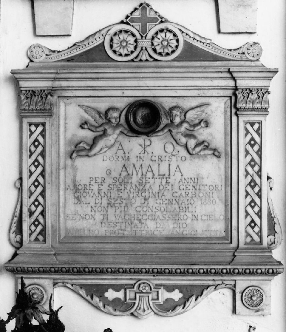 motivi decorativi geometrici e vegetali stilizzati (lapide) - ambito senese (sec. XIX)