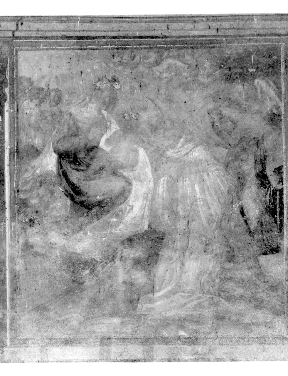 San Bernardo genuflesso davanti alla Madonna (dipinto, elemento d'insieme) di Nasini Giuseppe Nicola (attribuito) (primo quarto sec. XVIII)