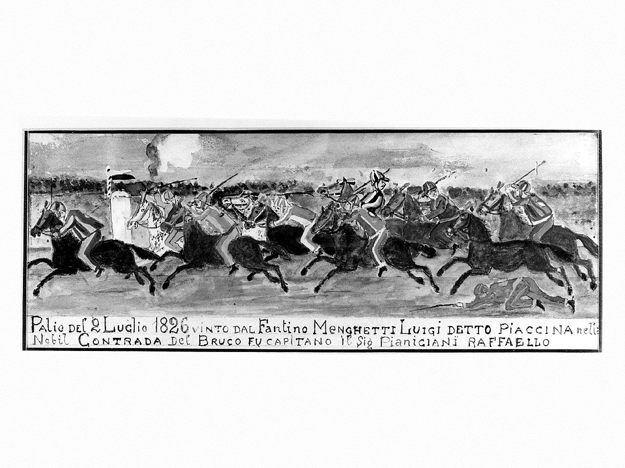 corsa del Palio in Piazza del Campo (dipinto, opera isolata) - ambito senese (sec. XIX)