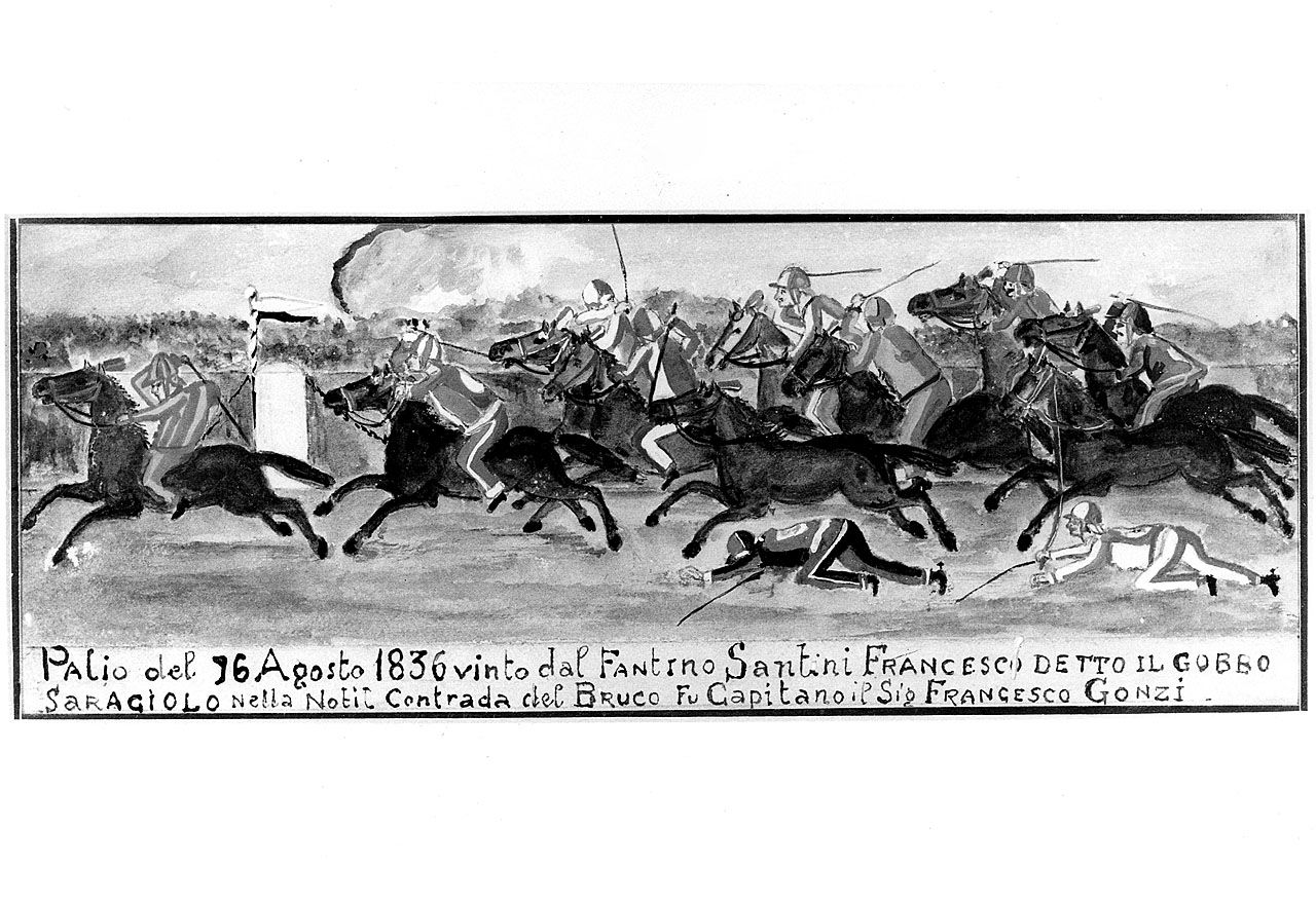 corsa del Palio in Piazza del Campo (dipinto, opera isolata) - ambito senese (sec. XIX)