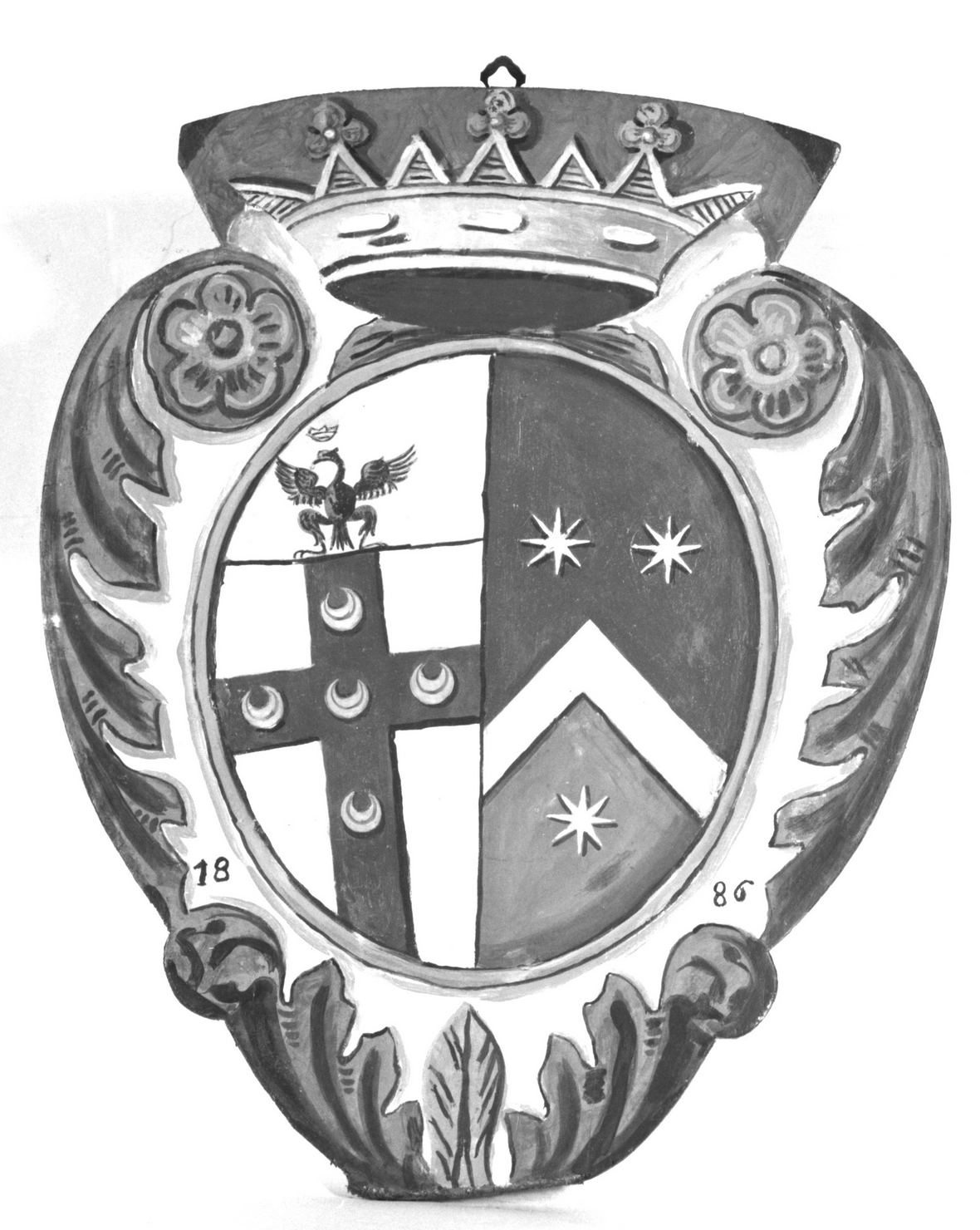 stemma gentilizio della famiglia Clementini Piccolomini (dipinto, elemento d'insieme) - ambito senese (sec. XIX)