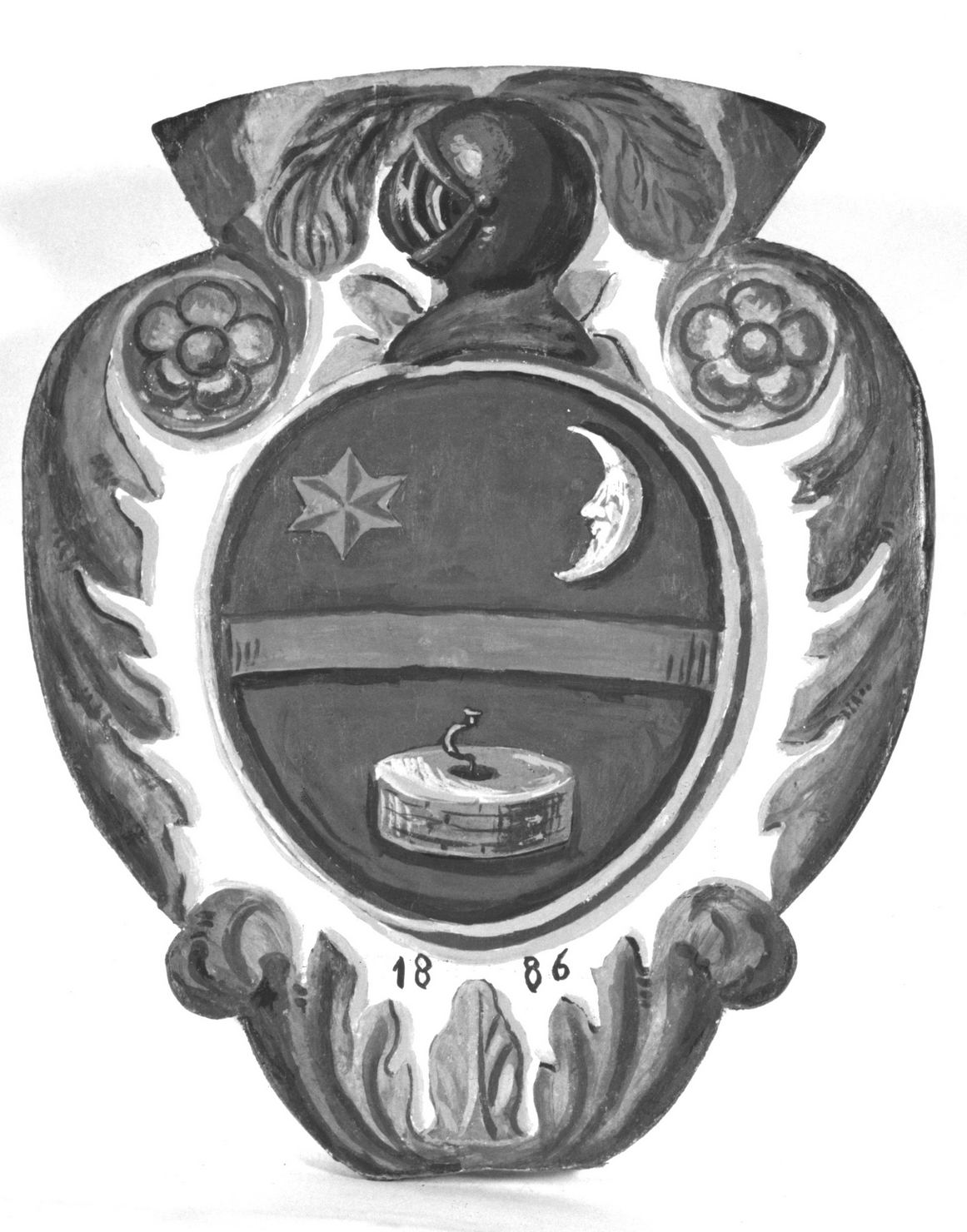 stemma gentilizio della famiglia Mugnaini (dipinto, elemento d'insieme) - ambito senese (sec. XIX)