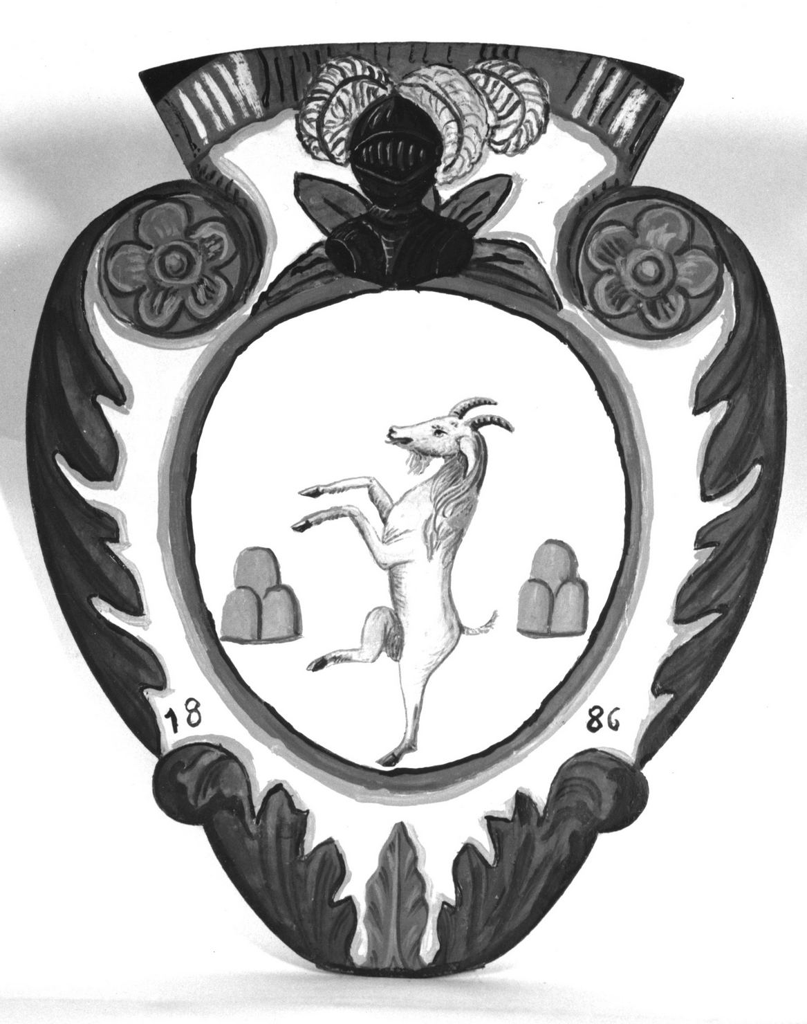 stemma gentilizio della famiglia Cinotti (dipinto, elemento d'insieme) - ambito senese (sec. XIX)