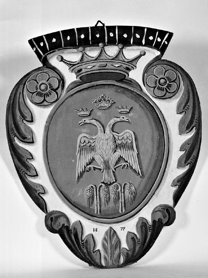 stemma gentilizio della famiglia D'Elci Pannocchieschi (dipinto, elemento d'insieme) - ambito senese (sec. XIX)