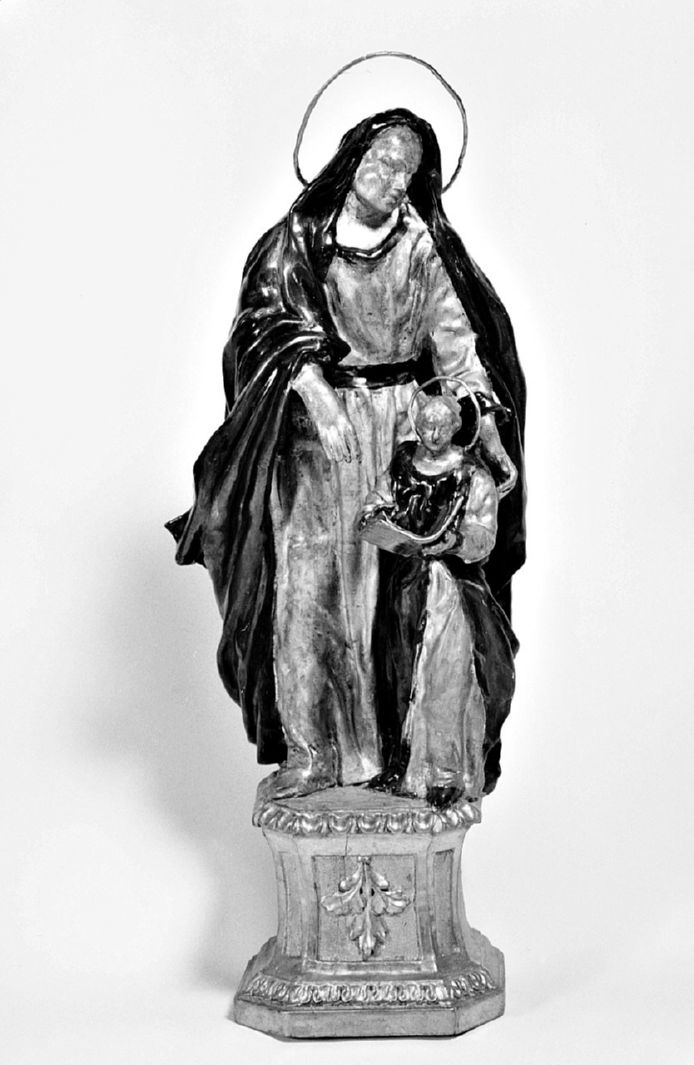 Sant'Anna insegna a leggere a Maria Vergine (statuetta, elemento d'insieme) - ambito senese (seconda metà sec. XVIII)