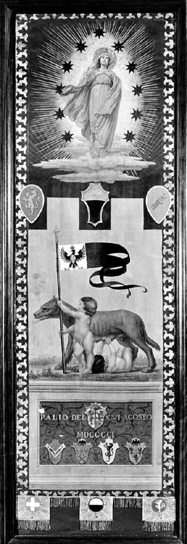 Madonna Assunta (palio) di Loli Piccolomini Pietro (sec. XX)