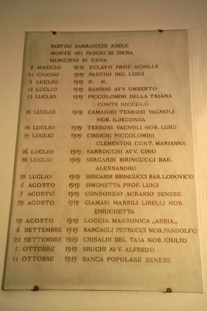 lapide commemorativa, elemento d'insieme - bottega senese (sec. XX)