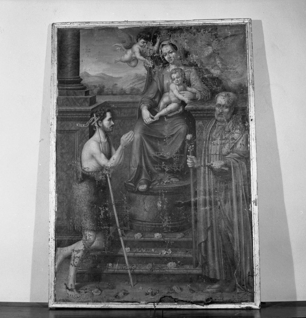 Madonna con Bambino in trono con San Giuseppe e San Giovanni Battista (dipinto) - ambito senese (secc. XVII/ XVIII)