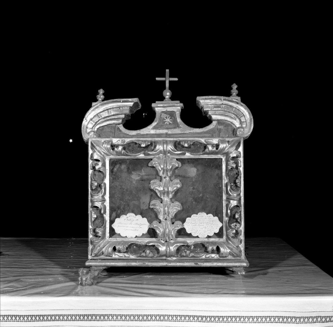 reliquiario a teca - a urna, serie - bottega toscana (secc. XVIII/ XIX)